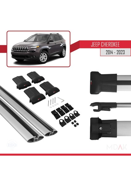 Jeep Cherokee 5 (Kl) 2014-2023 Arası ile Uyumlu Fly Model Ara Atkı Tavan Barı Gri 2 Adet indirimleri