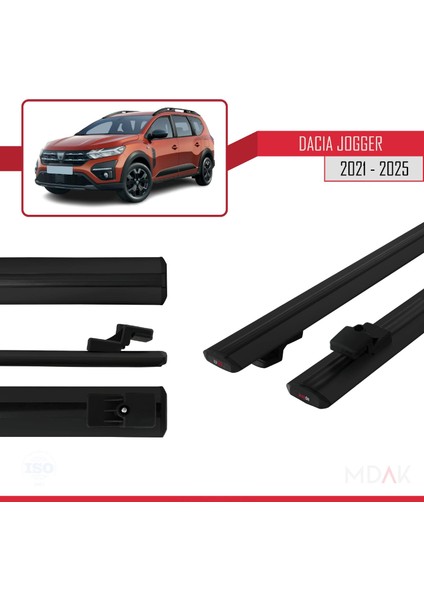 Dacia Jogger 2021 ve Sonrası ile Uyumlu Basıc Model Ara Atkı Tavan Barı Siyah 2 Adet