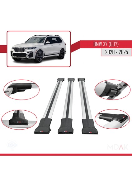 Bmw X7 (G07) 2020 ve Sonrası ile Uyumlu Fly Model Ara Atkı Tavan Barı Gri 3 Adet fırsatları