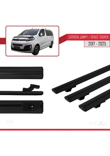 Citroen Jumpy 3 (K0) Space Tourer 2017 ve Sonrası ile Uyumlu Basıc Model Ara Atkı Tavan Barı Siyah 3 Adet modelleri