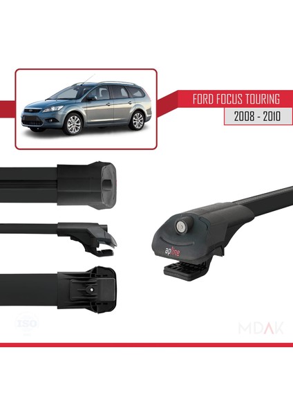 Ford Focus 2 (C307) Turnier 2008-2010 Arası ile Uyumlu Ace-1 Ara Atkı Tavan Barı Siyah 3 Adet
