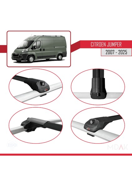Citroen Jumper 2 2007 ve Sonrası ile Uyumlu Ace-1 Ara Atkı Tavan Barı Siyah 3 Adet fırsatları