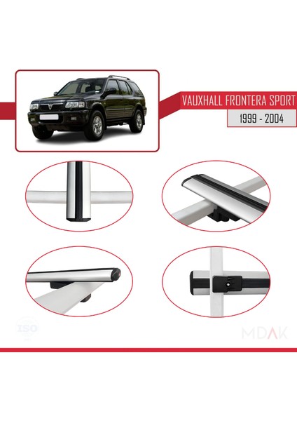 Vauxhall Frontera 2 Sport 1999-2004 Arası ile Uyumlu Basıc Model Ara Atkı Tavan Barı Gri 3 Adet fırsatları