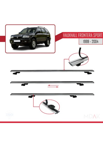 Vauxhall Frontera 2 Sport 1999-2004 Arası ile Uyumlu Basıc Model Ara Atkı Tavan Barı Gri 3 Adet indirimleri