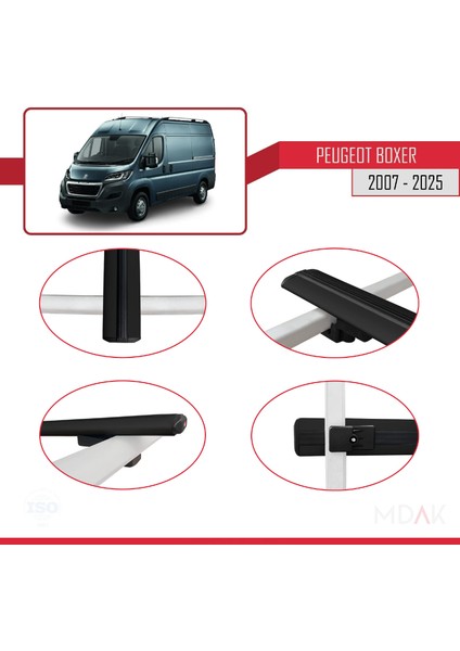 Peugeot Boxer 2 2007 ve Sonrası ile Uyumlu Basıc Model Ara Atkı Tavan Barı Siyah 4 Adet fırsatları