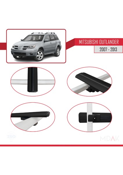 Mitsubishi Outlander 2 2007-2012 Arası ile Uyumlu Basıc Model Ara Atkı Tavan Barı Siyah 2 Adet fırsatları