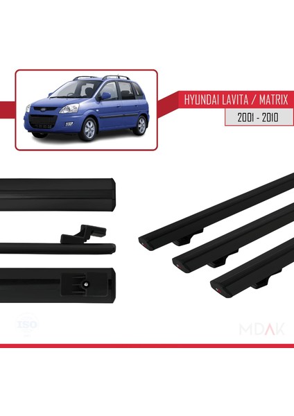 Hyundai Matrix (Fc) 2001-2010 Arası ile Uyumlu Basıc Model Ara Atkı Tavan Barı Siyah 3 Adet modelleri