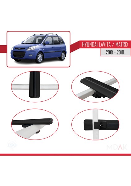 Hyundai Matrix (Fc) 2001-2010 Arası ile Uyumlu Basıc Model Ara Atkı Tavan Barı Siyah 3 Adet fırsatları