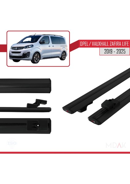 Opel Zafira Life 2019 ve Sonrası ile Uyumlu Basıc Model Ara Atkı Tavan Barı Siyah 2 Adet modelleri