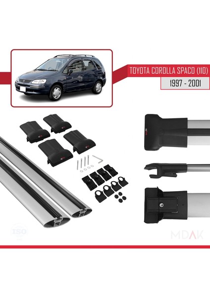 Toyota Corolla Spacio (E110) 1997-2001 Arası ile Uyumlu Fly Model Ara Atkı Tavan Barı Gri 2 Adet indirimleri