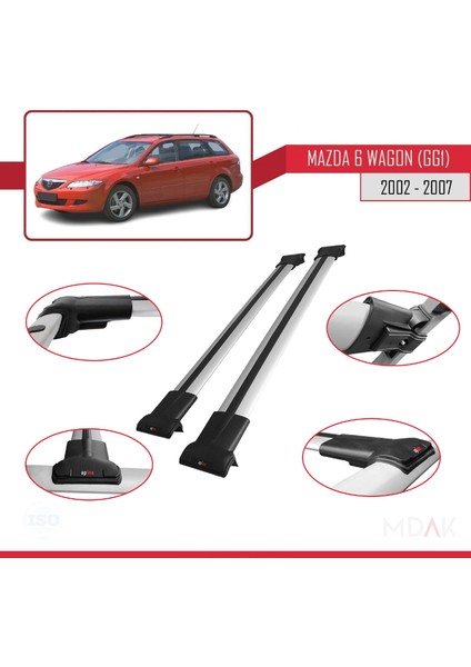 Mazda 6 I (Gg1) 2002-2007 Arası ile Uyumlu Fly Model Ara Atkı Tavan Barı Gri 2 Adet fırsatları