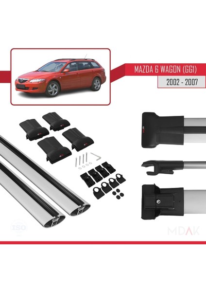 Mazda 6 I (Gg1) 2002-2007 Arası ile Uyumlu Fly Model Ara Atkı Tavan Barı Gri 2 Adet indirimleri
