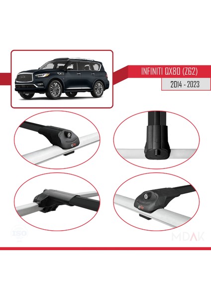 Infiniti QX80 (Z62) 2014-2023 Arası ile Uyumlu Ace-1 Ara Atkı Tavan Barı Siyah 3 Adet fırsatları