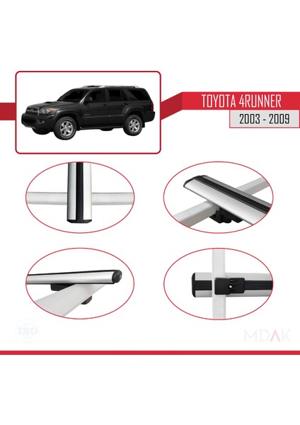 Toyota 4runner 2003-2009 Arası ile Uyumlu Basıc Model Ara Atkı Tavan Barı Gri 3 Adet fırsatları