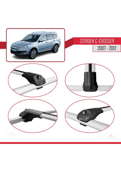 Citroen C-Crosser 2007-2012 Arası ile Uyumlu Ace-1 Ara Atkı Tavan Barı Gri 2 Adet fırsatları