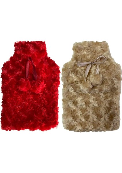 Sıcak Su Torbası 2 Adet Ponponlu Termofor 26x17x2 cm 1 Litre