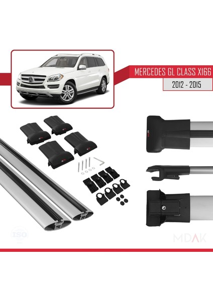 Mercedes Gl Class 2 (X166) Pre-Facelift 2013-2015 Arası ile Uyumlu Fly Model Ara Atkı Tavan Barı Gri 2 Adet indirimleri