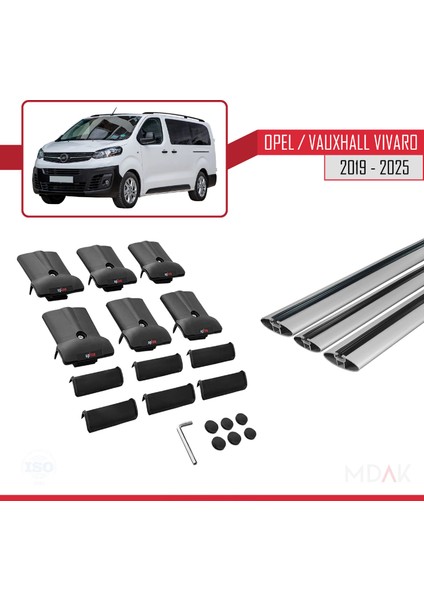 Opel Vivaro C 2019 ve Sonrası ile Uyumlu Fly Model Ara Atkı Tavan Barı Gri 3 Adet indirimleri