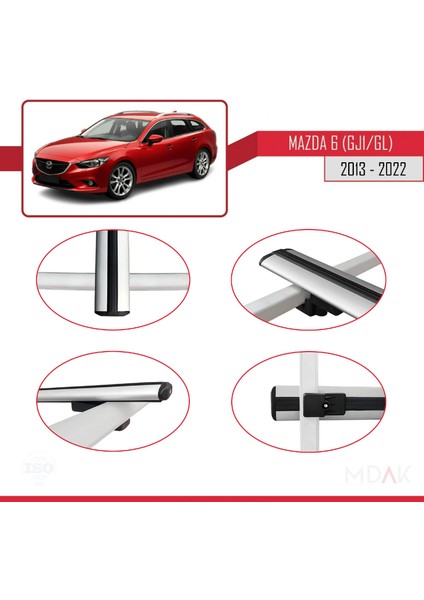 Mazda 6 Iıı (Gj1/gl) 2013-2022 Arası ile Uyumlu Basıc Model Ara Atkı Tavan Barı Gri 3 Adet fırsatları