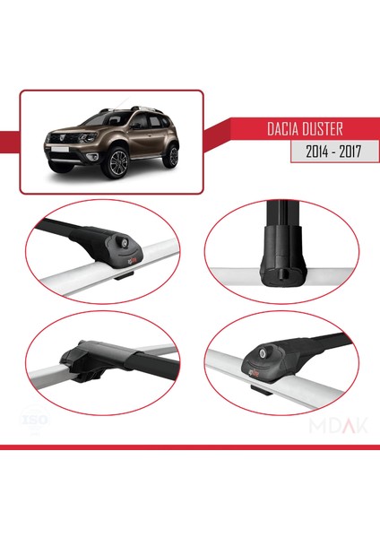 Dacia Duster (Hs) Post-Facelift 2014-2017 Arası ile Uyumlu Ace-1 Ara Atkı Tavan Barı Siyah 2 Adet fırsatları