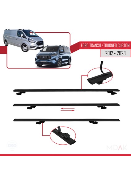 Ford Transit/tourneo Custom 2012-2023 Arası ile Uyumlu Basıc Model Ara Atkı Tavan Barı Siyah 4 Adet fırsatları