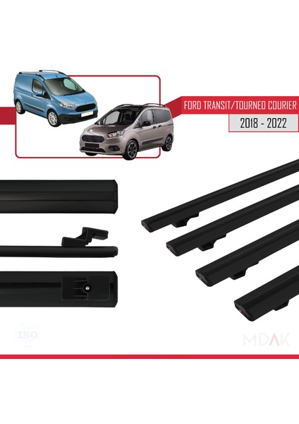 Ford Transit/tourneo Courier Post-Facelift 2018-2022 Arası ile Uyumlu Basıc Model Ara Atkı Tavan Barı Siyah 4 Adet modelleri