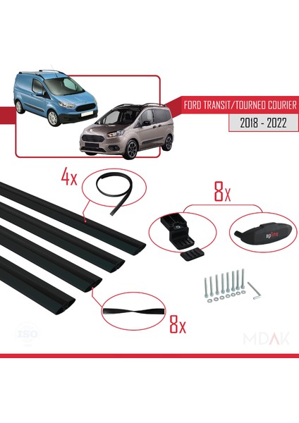 Ford Transit/tourneo Courier Post-Facelift 2018-2022 Arası ile Uyumlu Basıc Model Ara Atkı Tavan Barı Siyah 4 Adet indirimleri