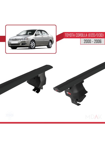 Toyota Corolla 9 (E120) Sedan 2000-2006 Arası ile Uyumlu Ace-4 Ara Atkı Tavan Barı Siyah 2 Adet fırsatları