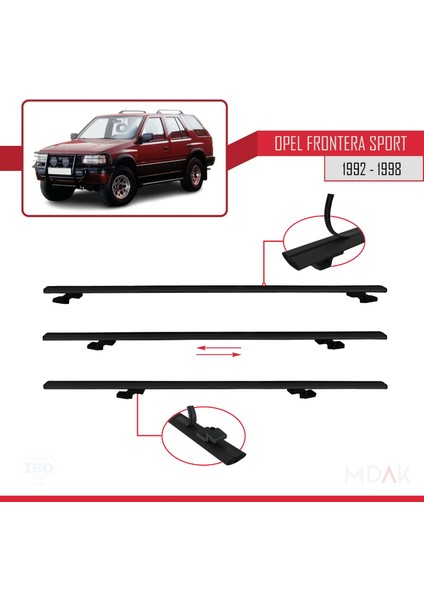 Opel Frontera Sport 1992-1998 Arası ile Uyumlu Basıc Model Ara Atkı Tavan Barı Siyah 2 Adet indirimleri