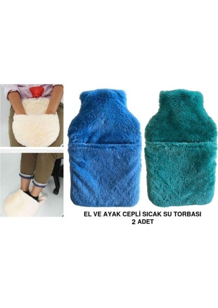 Sıcak Su Torbası 2 Adet,cepli Peluş Termofor 32,5X17,5CM 1500 ml