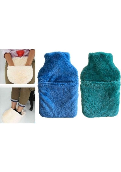 Sıcak Su Torbası 2 Adet,cepli Peluş Termofor 32,5X17,5CM 1500 ml