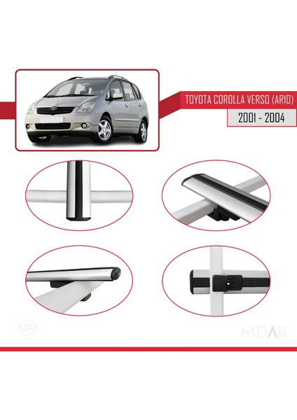 Toyota Corolla Verso (E120) 2001-2004 Arası ile Uyumlu Basıc Model Ara Atkı Tavan Barı Gri 2 Adet fırsatları