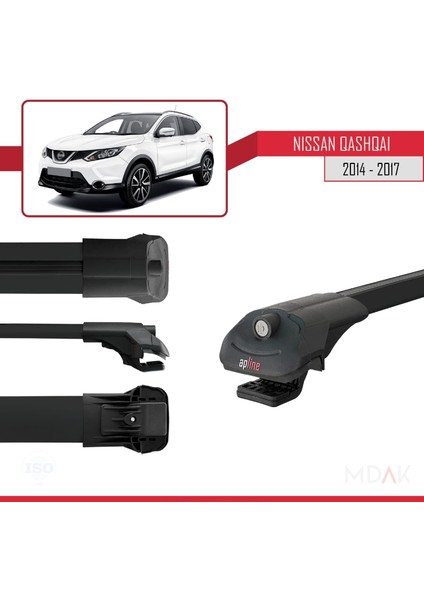 Nissan Qashqai 2 (J11) Pre-Facelift 2014-2017 Arası ile Uyumlu Ace-1 Ara Atkı Tavan Barı Siyah 3 Adet modelleri
