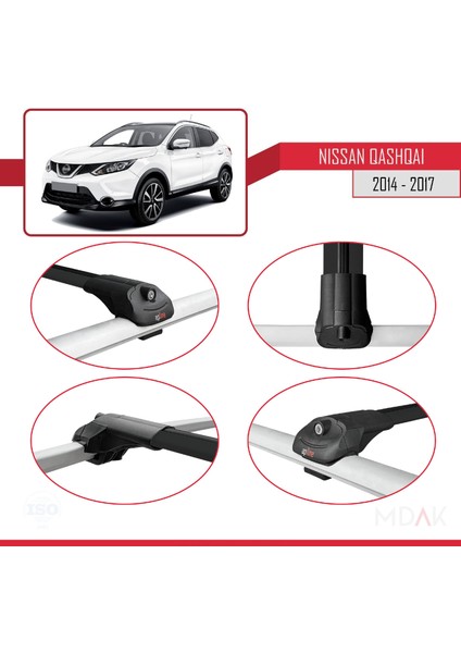 Nissan Qashqai 2 (J11) Pre-Facelift 2014-2017 Arası ile Uyumlu Ace-1 Ara Atkı Tavan Barı Siyah 3 Adet fırsatları