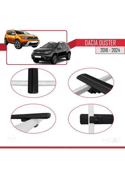 Dacia Duster 2 (Hm) 2018-2024 Arası ile Uyumlu Basıc Model Ara Atkı Tavan Barı Siyah 3 Adet