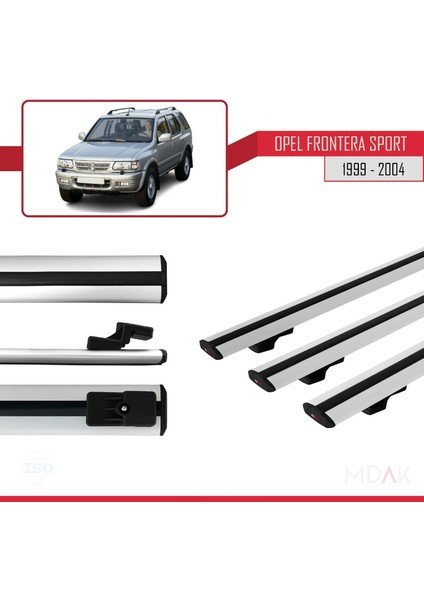 Opel Frontera Sport 2 1999-2004 Arası ile Uyumlu Basıc Model Ara Atkı Tavan Barı Gri 3 Adet modelleri