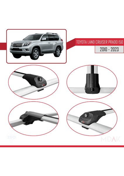 Toyota Land Cruiser Prado (J150) 2010-2023 Arası ile Uyumlu Ace-1 Ara Atkı Tavan Barı Gri 3 Adet fırsatları