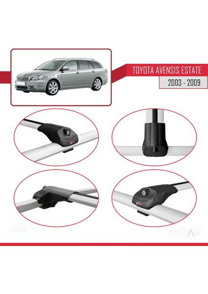 Toyota Avensis Sw 2003-2009 Arası ile Uyumlu Ace-1 Ara Atkı Tavan Barı Gri 2 Adet fırsatları