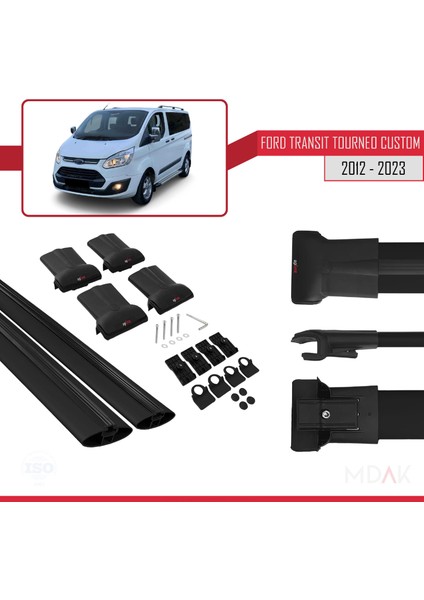 Ford Transit/tourneo Custom 2012-2023 Arası ile Uyumlu Fly Model Ara Atkı Tavan Barı Siyah 2 Adet indirimleri