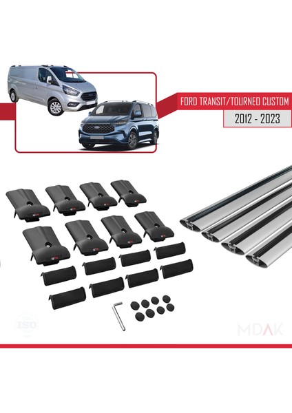 Ford Transit/tourneo Custom 2012-2023 Arası ile Uyumlu Fly Model Ara Atkı Tavan Barı Gri 4 Adet indirimleri