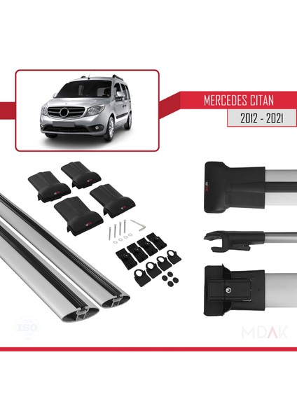 Mercedes Citan (W415) 2012-2021 Arası ile Uyumlu Fly Model Ara Atkı Tavan Barı Gri 2 Adet indirimleri