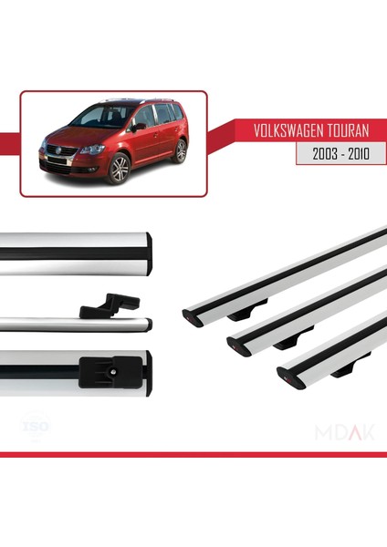 Volkswagen Touran (1t) Pre-Facelift 2003-2010 Arası ile Uyumlu Basıc Model Ara Atkı Tavan Barı Gri 3 Adet modelleri