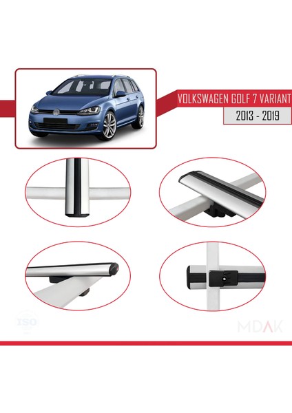 Volkswagen Golf 7 (5g) Variant 2013-2019 Arası ile Uyumlu Basıc Model Ara Atkı Tavan Barı Gri 3 Adet fırsatları