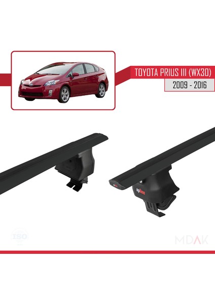 Toyota Prius 3 (XW30) 2009-2016 Arası ile Uyumlu Ace-4 Ara Atkı Tavan Barı Siyah 2 Adet fırsatları