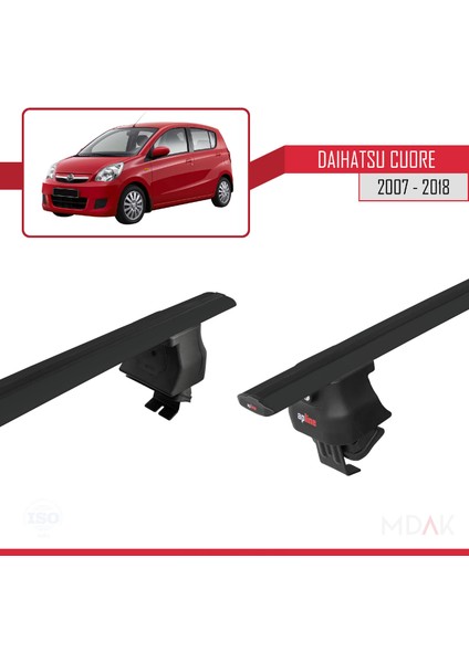 Daihatsu Cuore 2007-2018 Arası ile Uyumlu Ace-4 Ara Atkı Tavan Barı Siyah 2 Adet
