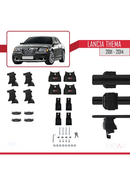 Lancia Thema 2 2011-2014 Arası ile Uyumlu Ace-4 Ara Atkı Tavan Barı Siyah 2 Adet indirimleri