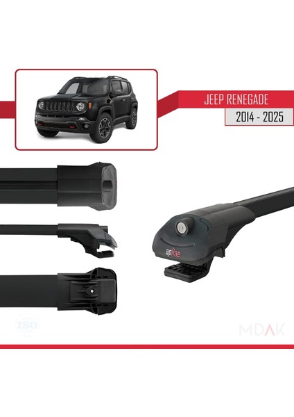 Jeep Renegade (Bu) 2014 ve Sonrası ile Uyumlu Ace-1 Ara Atkı Tavan Barı Siyah 3 Adet modelleri