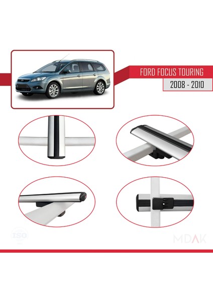 Ford Focus 2 (C307) Turnier 2008-2010 Arası ile Uyumlu Basıc Model Ara Atkı Tavan Barı Gri 3 Adet fırsatları