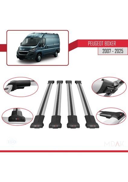 Peugeot Boxer 2 2007 ve Sonrası ile Uyumlu Fly Model Ara Atkı Tavan Barı Gri 4 Adet fırsatları