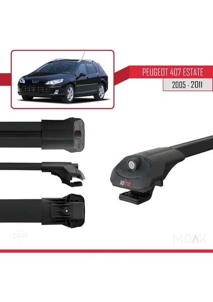 Peugeot 407 Sw 2005-2011 Arası ile Uyumlu Ace-1 Ara Atkı Tavan Barı Siyah 3 Adet modelleri
